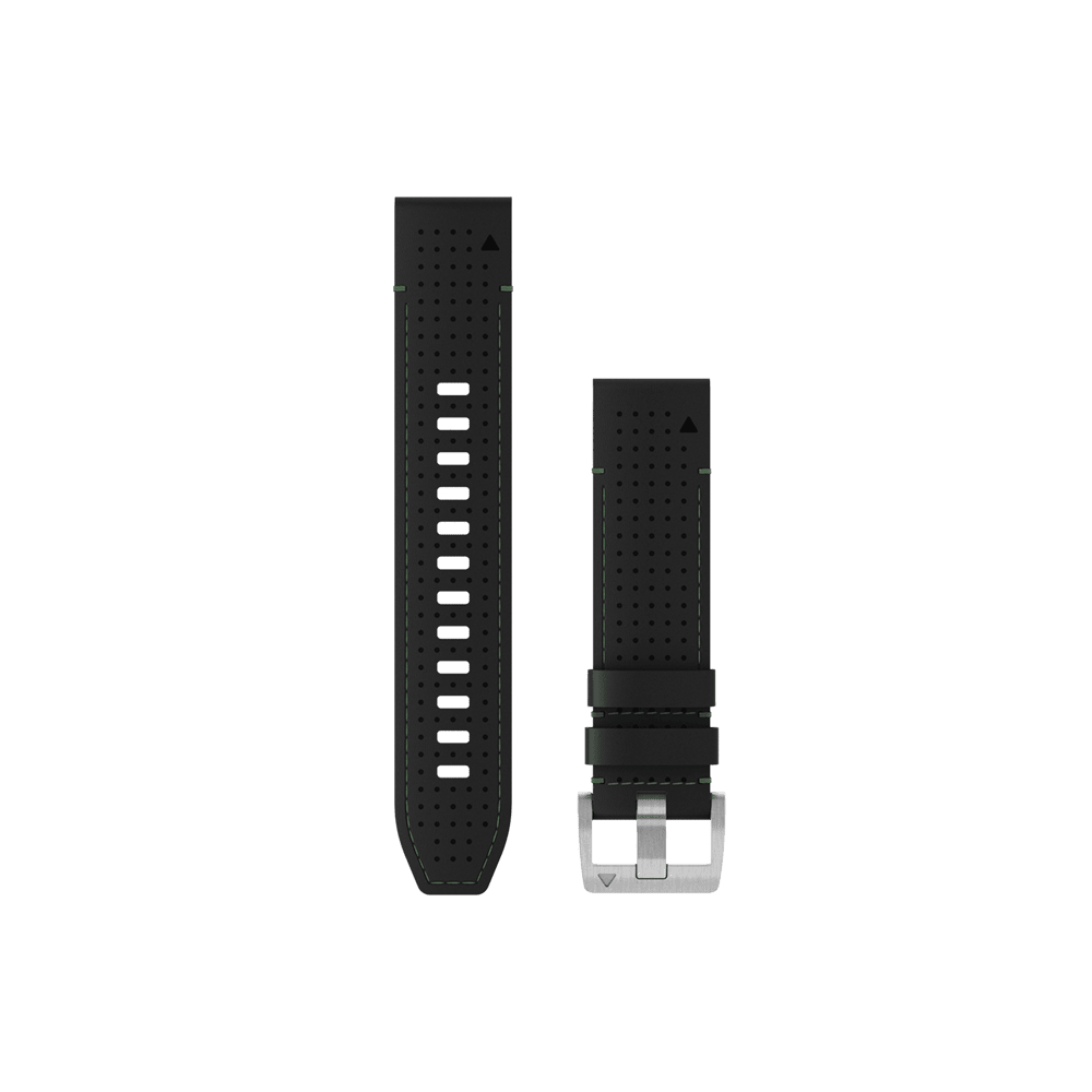 GarminQuickFit 22 Watch Strap - Leather/FKM Hybrid Strap, Black