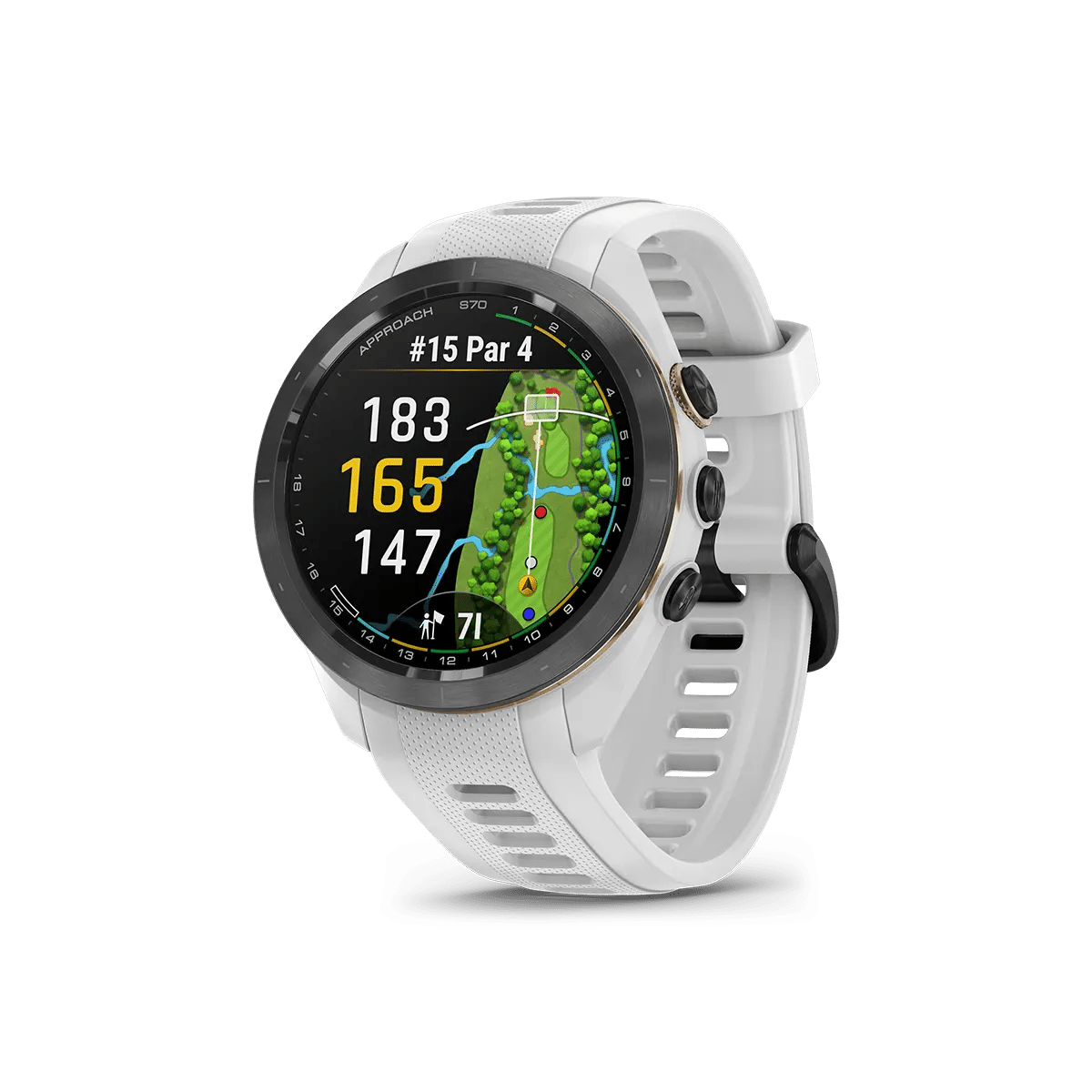 Garmin Approach S70 - 42 mm – Black Ceramic Bezel with White Silicone Band