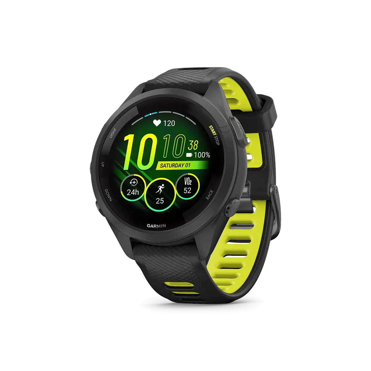 Garmin Forerunner 265S - Black with Black/Amp Yellow Silicone Band 