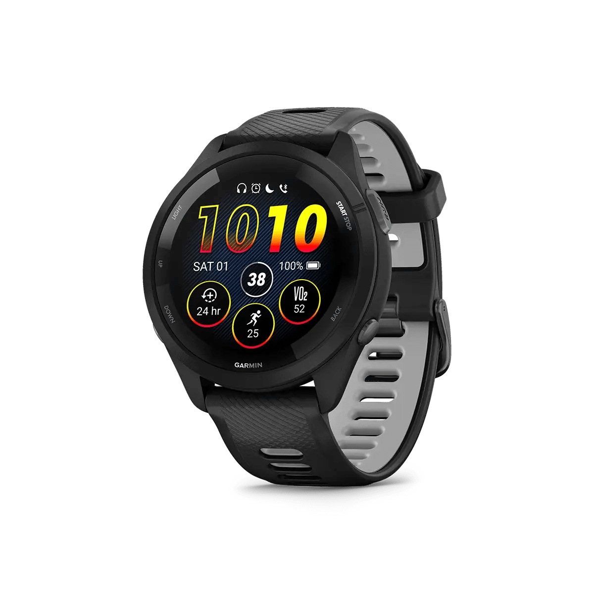 Garmin Forerunner 265 - Black with Black/Powder Gray Silicone Band
