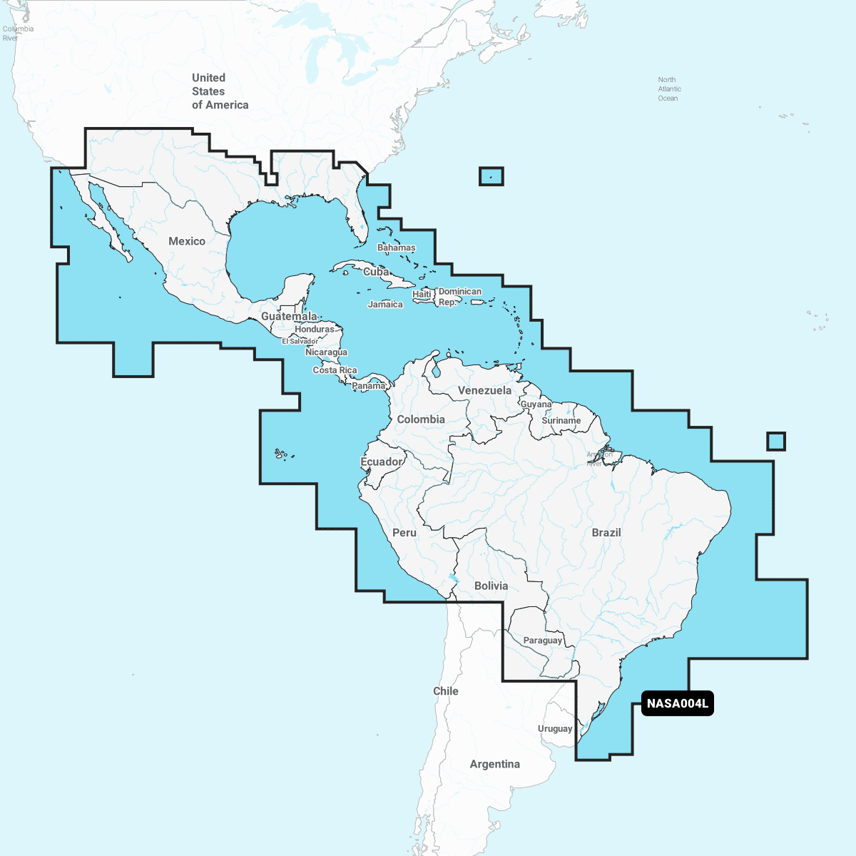 Garmin Navionics+: NSSA004L - Mexico, Caribbean to Brazil